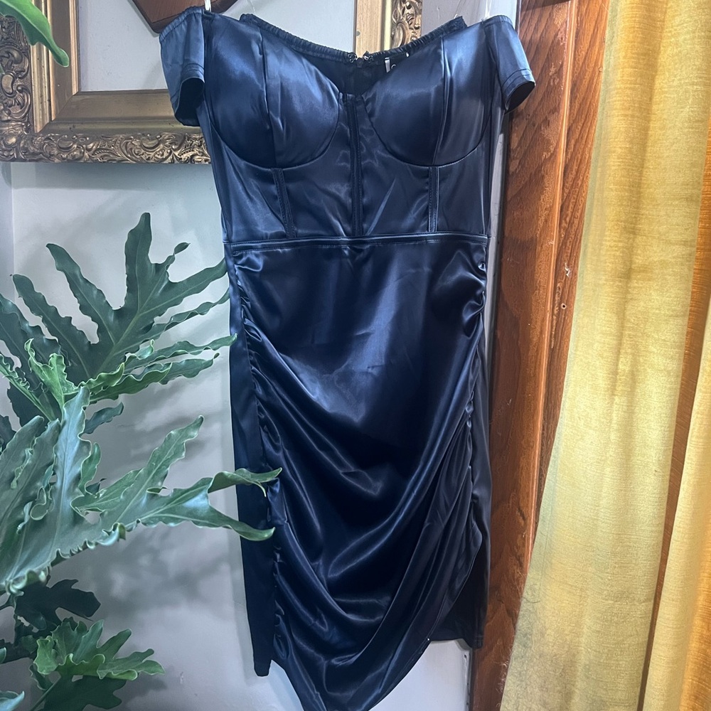 Elegant blue Satin Dress